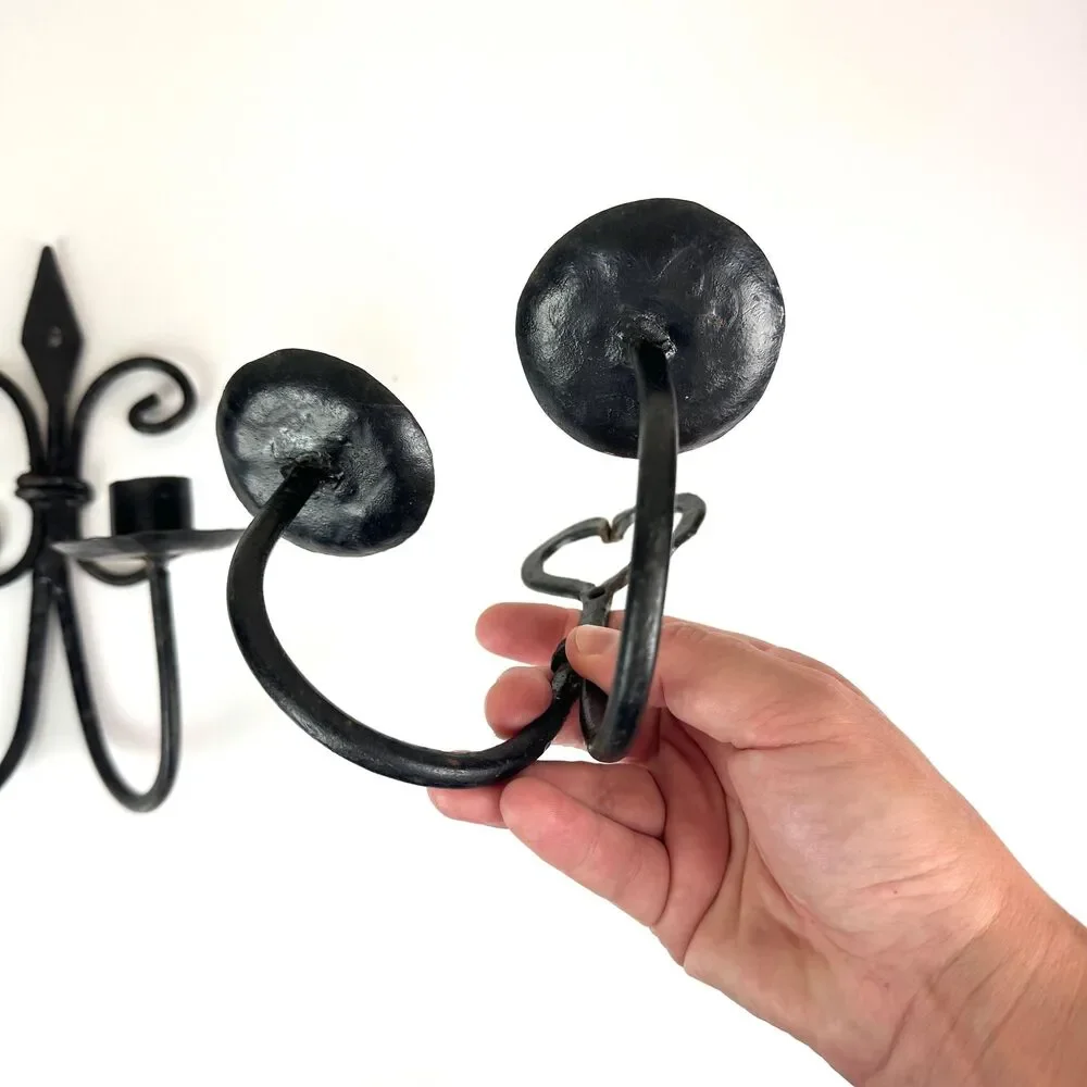Vintage Wrought Iron Candle Sconces / Whimsigoth Candle Holders / Moody Decor